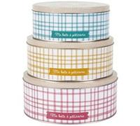 Lily cook - BT6805 Boîtes en Métal x3 pour Conservation de Douceurs - Couvercle Pratique et Top Transparent - Design Élégant - Rose, Bleu, Beige - 15 x 10 x 10 cm