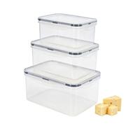 Lot de 3 boîtes à fromage pour réfrigérateur en polypropylène avec 4 clips | Rangement de saucisses pour réfrigérateur avec anneau d'étanchéité, boîte de rangement empilable pour saucisses et fromage