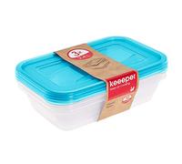 Lot de 3 boîtes à lunch, 3 x 2,4 l, 29 x 19 x 7 cm, Fredo Fresh, Bleu transparent