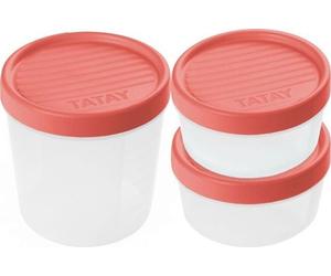 Lot de 3 boîtes alimentaires TATAY, couvercle à vis, couleur saumon
