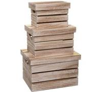 Paris Prix Boîtes de rangement Five - Lot de 3 cagettes en bois