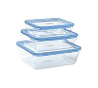 Pyrex - Boîtes de conservation Zero Plastic en verre rectangulaires - Lot de 3 (0,8/1,5/2,6 L)