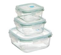 Lot de 3 Boîtes de Conservation Carrées Clipeat 18cm Bleu
