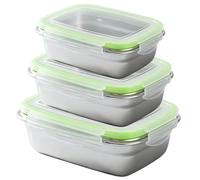 Lot de 3 boîtes de conservation en acier inoxydable avec couvercle - Boîtes à charcuterie pour réfrigérateur - Boîte de rangement de cuisine - Réutilisables - Pour fromage, fruits, salade, bonbons
