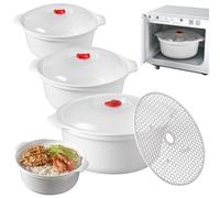 Lot de 3 Boîtes de Conservation pour Micro-ondes avec Couvercle - Bol et Assiettes 3 L