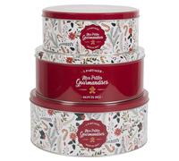 Lot de 3 boîtes de Noël en métal MES PETITES GOURMANDISES rouge