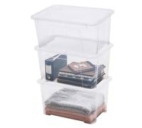 Lot de 3 boites de rangement en plastique avec couvercle Sundis VIEW BOX 45L, L.55 x l.39 x h.30 cm, Transparent