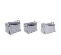 Lot de 3 Boîtes de Rangement Feutrine 49cm Gris