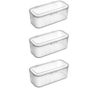 Lot de 3 boîtes de rangement pour stylos en plastique, étuis à crayons avec couvercles pour tiroir de bureau, 9,8 x 3,9 x 3,6 pouces, conteneur empilable pour fournitures, atelier et loisirs créatifs