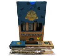 Lot de 3 boîtes d'encens biologiques fabriquées à la main, 25 g, fabriquées en Inde, résine et huiles essentielles 100 % naturelles (sauge blanche)