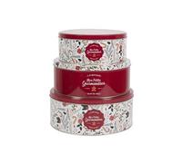 Home Deco Factory - Boîte de rangement en métal BT6804 - Lot de 3 Noël rouge et blanc 30x20x15 cm