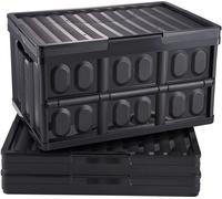 lot de 3 boîtes pliantes 45L Profi - Boîte de transport en PP avec couvercle - Boîte de rangement pliable avec poignées - Caisses empilables - Storage Box pour le transport et le stockage