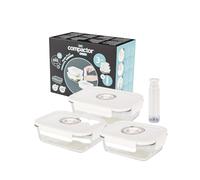 Lot de 3 boîtes sous vide alimentaire en verre avec couvercle hermétique - Pompe manuelle incluse - Dateur intégré - Compatibles micro-ondes et lave-vaisselle - Fraîcheur prolongée