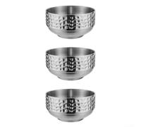 Lot de 3 bols en acier inoxydable isolant contre la chaleur (argenté) | Construction à double paroi, isolée contre la chaleur, lot de 3 pièces, diamètre 11,5 cm, pour riz et soupe