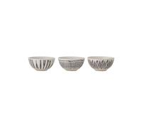 Lot de 3 bols en grès noir et beige, motifs tribaux, faits main - Bloomingville, Eliana - Ø12x6 cm