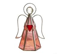 Lot de 3 bougeoirs célestes en verre teinté - Photophore en acrylique rose, jaune, bleu pour décoration d'intérieur, centre de table, ambiance gothique fantaisiste (rose)