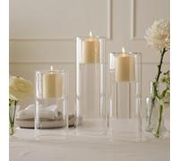 Lot de 3 bougeoirs en Verre Transparent pour Tables de Mariage