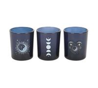 Lot de 3 bougeoirs votifs lune bleue