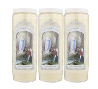 Lot de 3 Bougies de Neuvaine Apparition de Lourdes 17,5 cm - Bougie Neuvaine - Culte Chrétien en Cire végétale