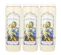 Lot de 3 Bougies de neuvaine de Saint Joseph avec prières - Bougie Neuvaine - Culte Chrétien en Cire végétale