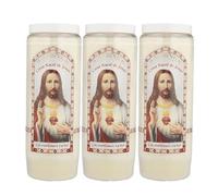 Lot de 3 Bougies de Neuvaine Sacré Coeur de Jésus avec prières - Bougie Neuvaine - Culte Chrétien en Cire végétale