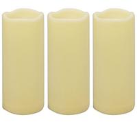 Lot de 3 bougies LED étanches avec minuterie sans flamme de 17,8 cm, longue durée de vie de 1000 heures, fonctionnement à piles, grande bougie pilier électrique pour extérieur, lanterne, festival