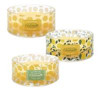 Lot de 3 bougies parfumées 4 mèches LIMONE à la cire de paraffine senteur citronnelle motif citron