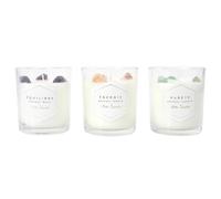 Lot de 3 bougies parfumées avec pierres 35h FASCINATION à la cire de paraffine