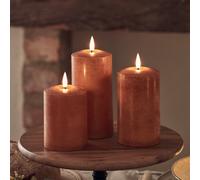 Lot de 3 Bougies Piliers TruGlow® à LED Orange Moucheté