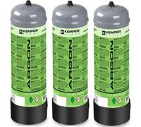Lot de 3 Bouteilles de gaz Argon pur 110 Bar 2.2 Litres Jetable Soudage MIG KEMPER