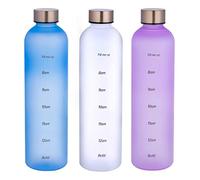 Lot de 3 bouteilles d'eau de 1 L avec marquages de temps - Pour sport, course, cyclisme, randonnée, yoga, école, bureau - En plastique - 1000 ml