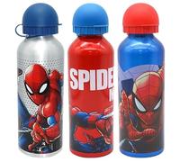 Lot de 3 bouteilles d'eau Spiderman - Bouteille d'eau isotherme en aluminium, 500 ml, sans BPA, pour le sport, l'école, le sport, les voyages, le camping (bleu, rouge et argent)