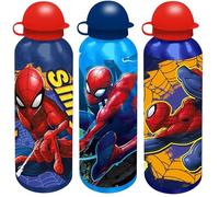 Lot de 3 bouteilles d'eau Spiderman pour enfants (bleu ciel, bleu, bleu foncé) - 500 ml - Anti-fuite, sans BPA, légères et réutilisables - Pour l'école, les voyages et le sport