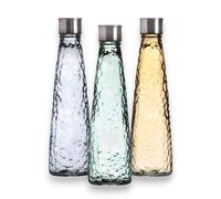 Lot de 3 bouteilles d'eau vintage en verre 750 ml - Structure diamant - Bouteilles en verre colorées avec couvercle à visser - Bouteille, carafe pour eau, jus et boissons - Couleurs pastel (diamant