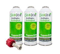 Lot de 3 bouteilles gazières V2 gaz réfrigérant bio bio substitut R22, R407, R32, R410A et R290 pour recharge climatisation plus e forage 1/2 femelle pour bouteilles gazica