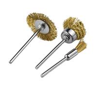 Lot de 3 brosses coniques miniatures de 2,35 mm de diamètre en cuivre et fer pour sculpture sur pierre et métal