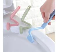 Lot de 3 brosses de nettoyage murales en forme de V pour toilettes - Brosse de nettoyage manuelle multi-angles - Fournitures de nettoyage durables pour salle de bain