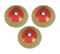 Lot de 3 brosses rondes de 125 mm de diamètre pour meuleuse d'angle - Support M14 - Brosse métallique en laiton et fil d'acier YYV