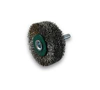 Lot de 3 brosses rotatives circulaires métalliques sur tige Ø 50 mm | Fil inox dur Ø 0,30 mm | Epaisseur 18 mm | 3 rangs | Pour perceuse ou visseuse à mandrin | Kibros 2650IT18x3