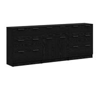 Lot de 3 Buffet - vidaXL - enfilade - bois d'ingénierie - chêne noir - 181 x 30 x 70 cm - 4 portes affleurantes - 5 tiroirs{mur20j}