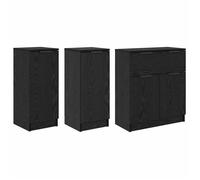 Lot de 3 Buffet - vidaXL - ensemble enfilade - bois d'ingénierie - chêne noir - 69,5 x 34 x 180 cm - 4 portes à charnières{yys21f}