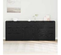 Lot de 3 buffets séjour - vidaXL - meuble de rangement - bois d'ingénierie - chêne noir - 4 portes - 5 tiroirs - 181 x 30 x 70 cm &4