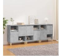 Lot de 3 buffets séjour - vidaXL - meuble de rangement - bois d'ingénierie - gris béton - 2 portes et 4 compartiments - Scandinave -