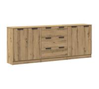 Lot de 3 Buffets - vidaXL - enfilade à tiroirs - bois d'ingénierie - chêne artisanal - 60 x 30 x 70 cm - avec tiroir - avec porte{un