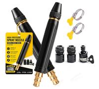 Lot de 3 buses de tuyau haute pression à 360°, avec buse d'amplificateur et 2 colliers de serrage, 3 types de jet, pistolet à eau 10 fois puissant pour nettoyage de voiture (2PCS-MIX)