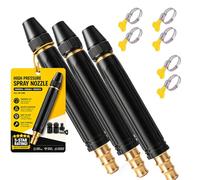 Lot de 3 buses de tuyau haute pression à 360°, avec buse d'amplificateur et 2 colliers de serrage, 3 types de jet, pistolet à eau 10 fois puissant pour nettoyage de voiture (3PCS-B)