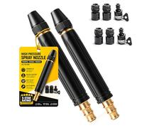 Lot de 3 buses de tuyau haute pression à 360°, avec buse d'amplificateur et 2 colliers de serrage, 3 types de jet, pistolet à eau 10 fois puissant pour nettoyage de voiture (2PCS-A)