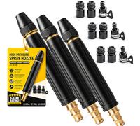 Lot de 3 buses de tuyau haute pression à 360°, avec buse d'amplificateur et 2 colliers de serrage, 3 types de jet, pistolet à eau 10 fois puissant pour nettoyage de voiture (3PCS-A)
