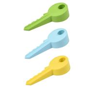 Lot de 3 butées de porte universelles en silicone en forme de clé pour la maison, le jardin, le bureau, le garage (vert + bleu + jaune)