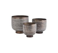 Lot de 3 cache-pots en aluminium martelé gris cuivré Tog